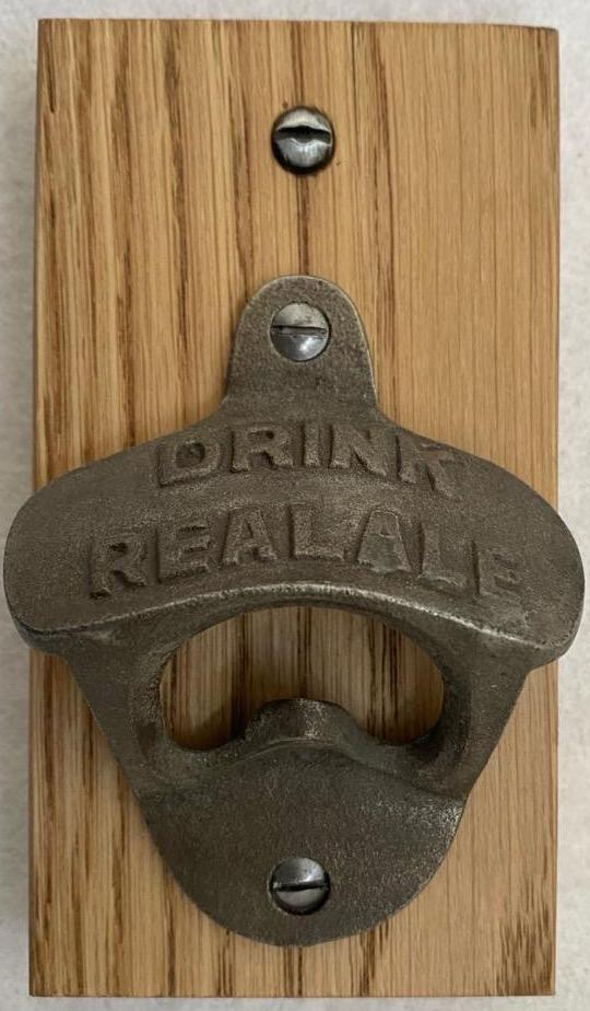 Cast Iron and Oak Bottle Opener