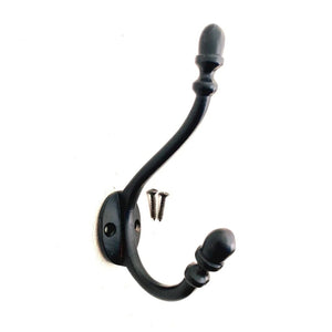 Cast Iron coat hook - ACORN STYLE - BLACK finish. - FOWLERS