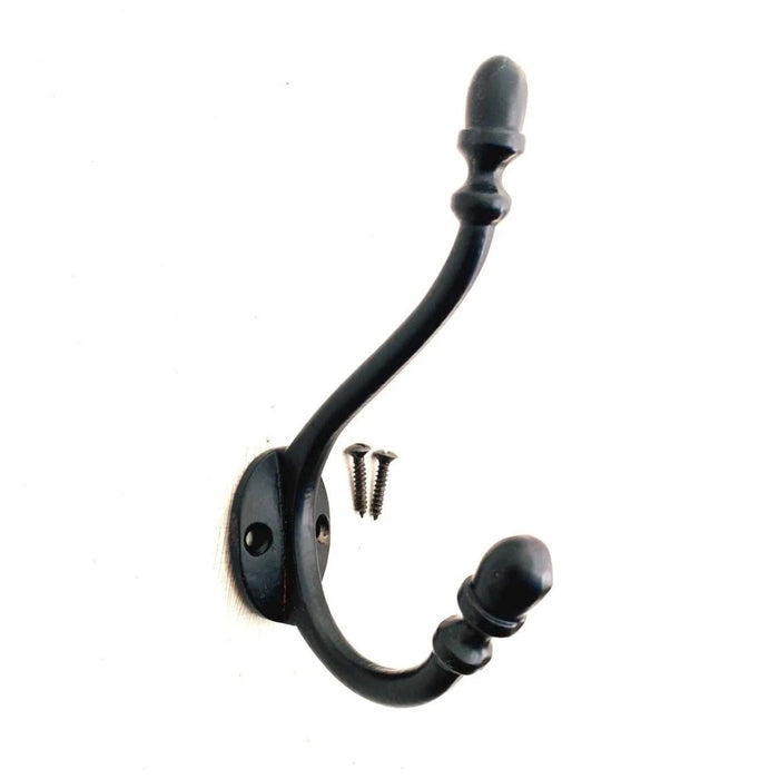 Cast Iron coat hook - ACORN STYLE - BLACK finish.