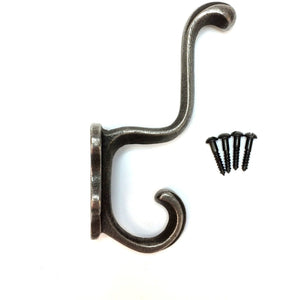 Cast Iron coat hook - ELEPHANT STYLE - Natural polished finish. - FOWLERS
