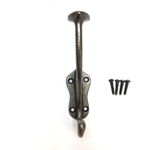 Cast Iron coat hook - FLAT TOP STYLE - Natural polished finish. - FOWLERS