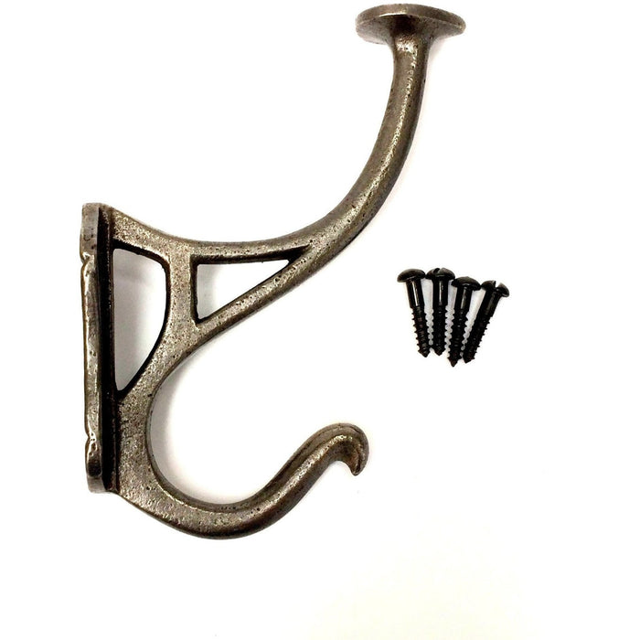 Cast Iron coat hook - FLAT TOP STYLE - Natural polished finish.