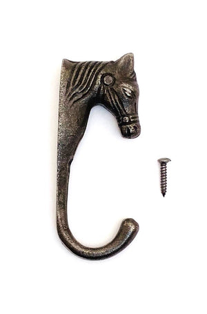 Cast Iron coat hook - HORSE'S HEAD - Natural polished finshed. - FOWLERS