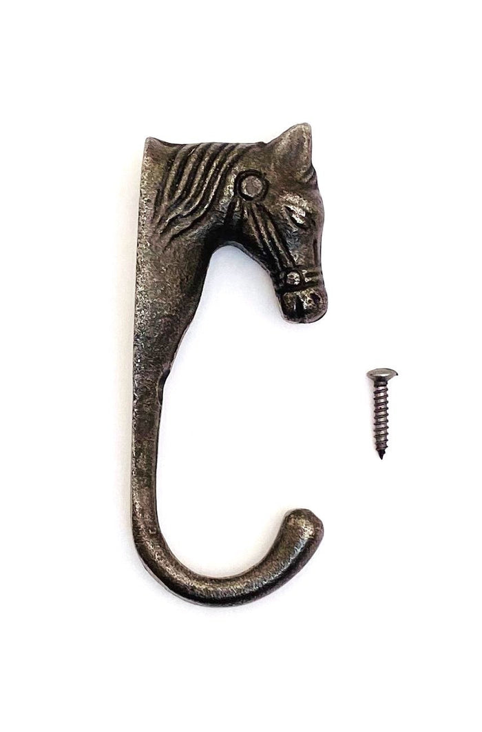 Cast Iron coat hook - HORSE'S HEAD - Natural polished finshed.