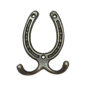 Cast Iron coat hooks - HORSESHOE STYLE - Natural polished finish - 2 sizes available. - FOWLERS