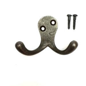 Cast Iron hooks - ROBE STYLE - Natural polished finished. - FOWLERS