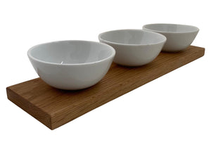 FOWLERS - HANDMADE - DIPPING / TAPAS BOWLS WITH SOLID OAK BASE - 5 Sizes available - FOWLERS