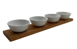 FOWLERS - HANDMADE - DIPPING / TAPAS BOWLS WITH SOLID OAK BASE - 5 Sizes available - FOWLERS