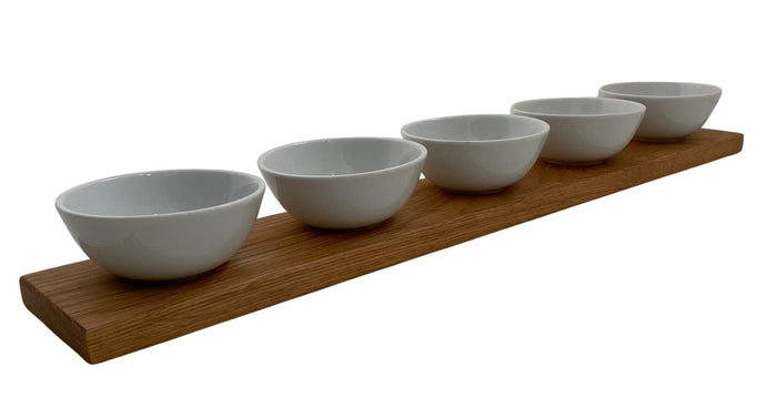 FOWLERS - HANDMADE - DIPPING / TAPAS BOWLS WITH SOLID OAK BASE - 5 Sizes available