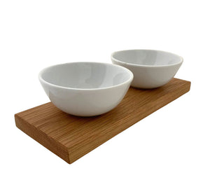 FOWLERS - HANDMADE - DIPPING / TAPAS BOWLS WITH SOLID OAK BASE - 5 Sizes available - FOWLERS